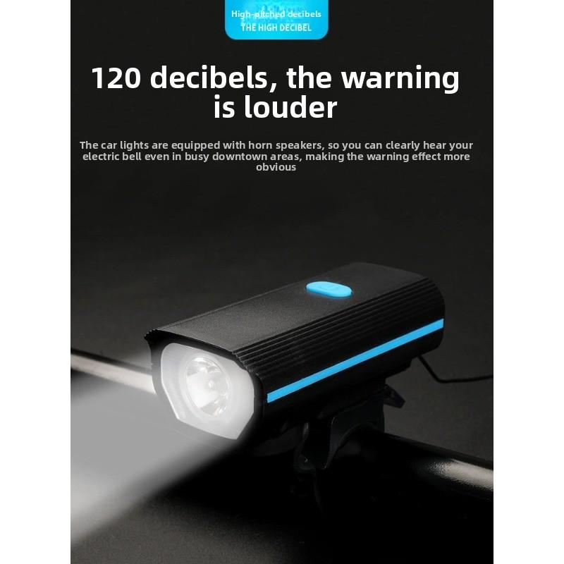 Luz delantera para bicicleta recargable USB con bocina para ciclismo nocturno de montaña