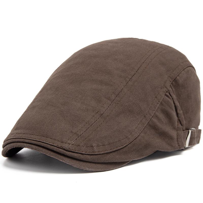 Vintage British Style Cotton Beret Hat Men Women Casual Forward Cap Solid Color Sun Duckbill Hat Spring Summer Lightweight Adjustable Unisex Hats