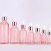 Portable Refillable Pink Glass Serum Bottle