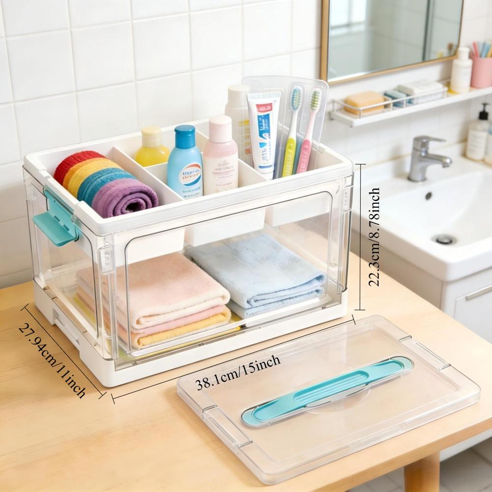 Transparent Plastic Craft Storage Box with Partition Large Capacity Household Goods Storage Box Toy Book Home Storage Box
