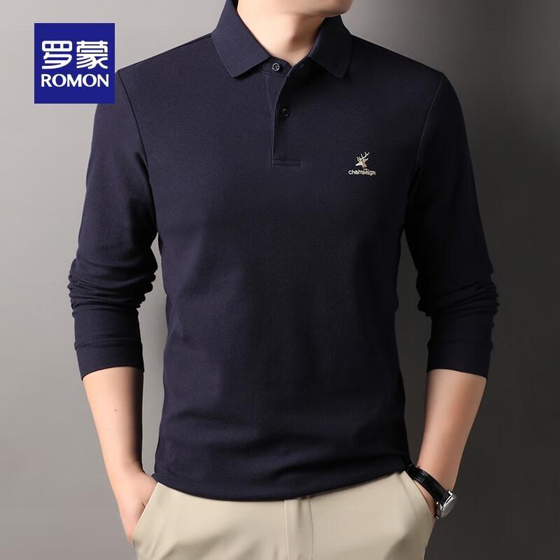 ROMON Men s Pure Cotton Long Sleeve Business Casual Polo Shirt L 175/92A