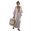 Women's Long Sleeve Boho Print Maxi Shirt Dress