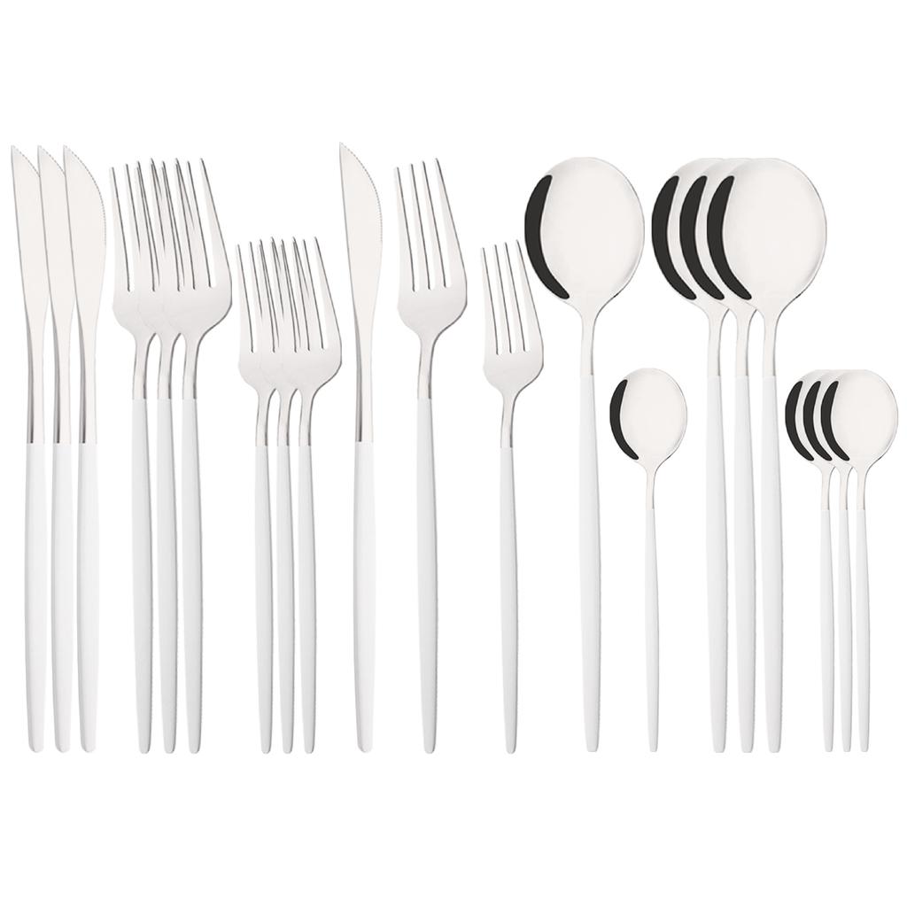 20 sztuk zachodnie czarne srebrne sztućce zestaw nóż widelec deserowy łyżeczka do herbaty zastawa stołowa ze stali nierdzewnej zestaw Party zestaw kuchenny