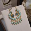 Ethnic Vintage Peacock Earrings for Women Creative Rhinestone Acrylic Antique Gold Color Animal Earring Party Vacation Jewelry