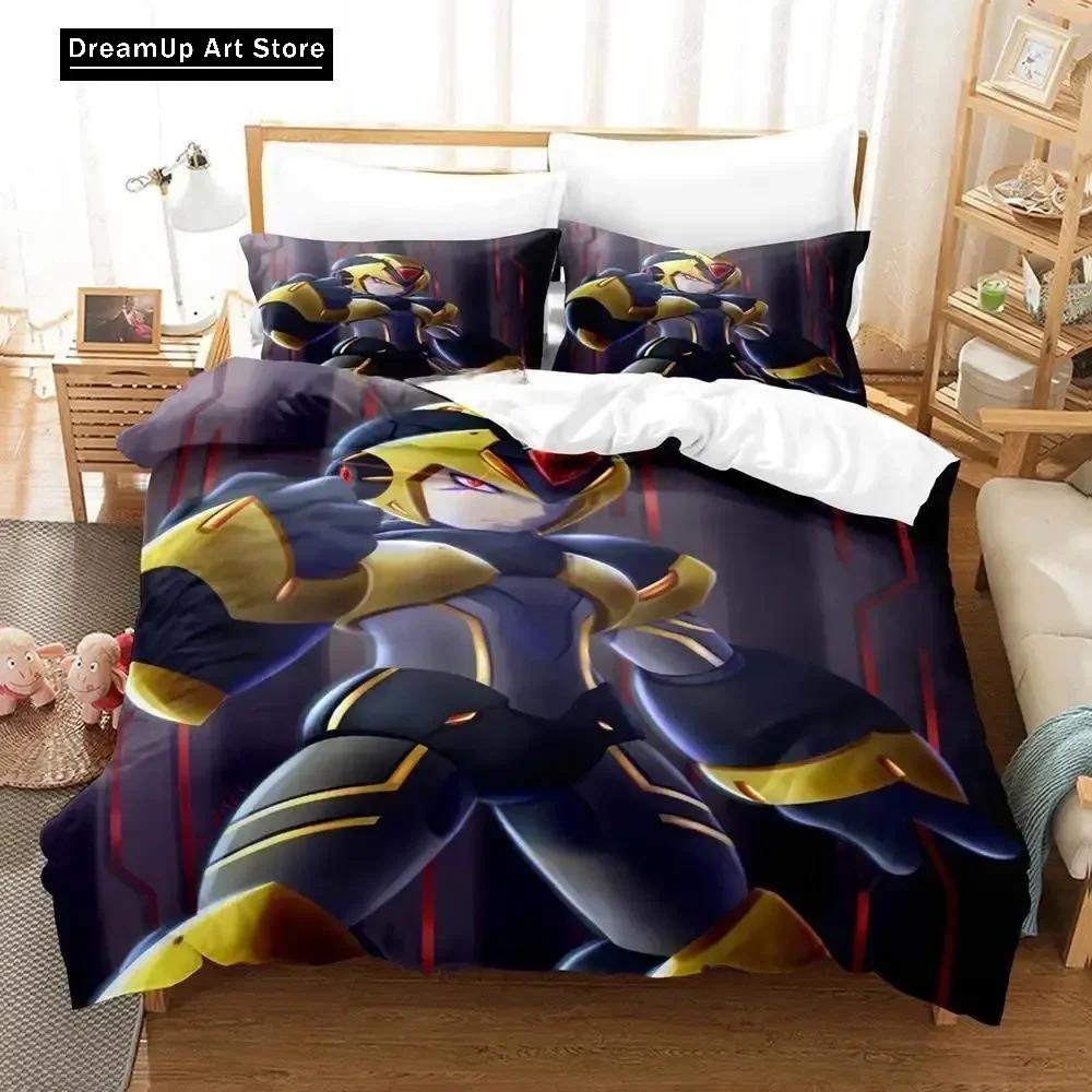 3D Print Fashion Anime Mega Man X DiVE Bedding Set Boys Girls Twin Queen Full Size Duvet Cover Pillowcase Bed Adult Bedroom