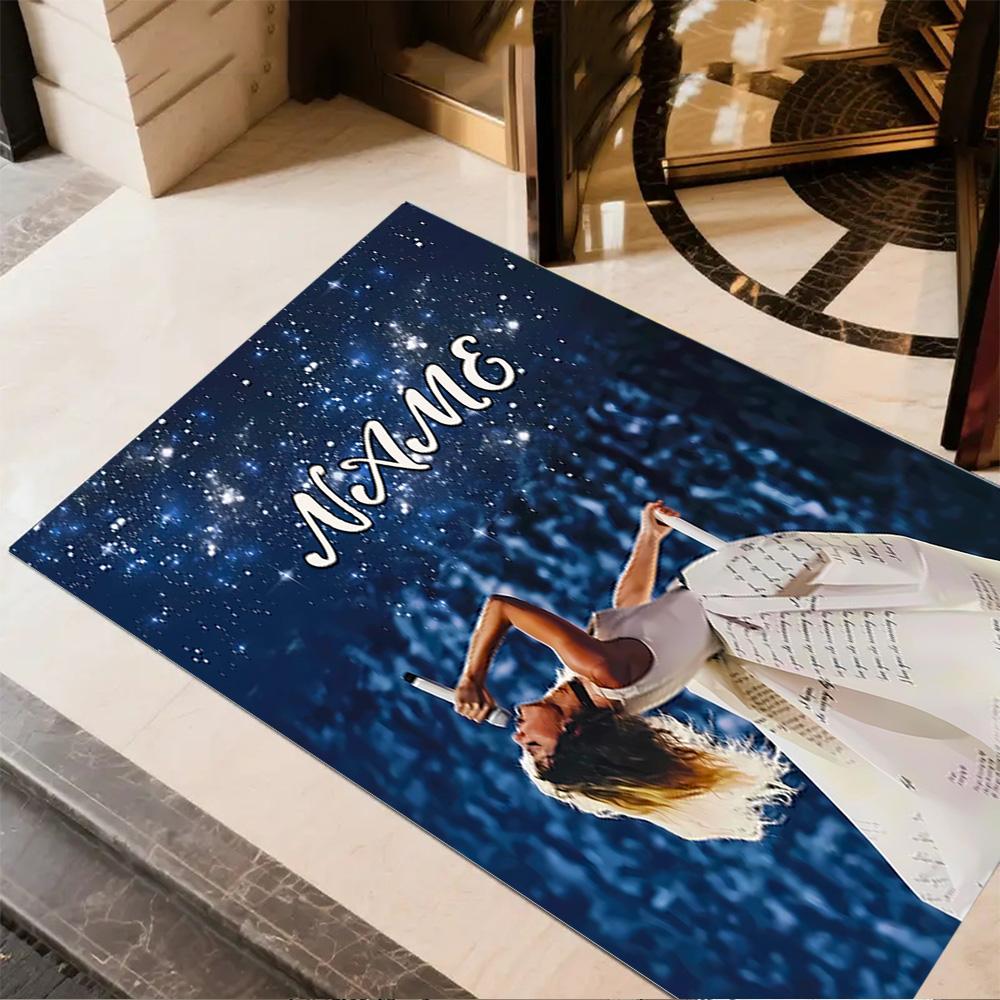 Starry Night Performance Customize Text Floor Rug Office Rug Perfect for Hallway Dormitory Bedrooms Kitchen Antislip Carpet Anime Office Decor