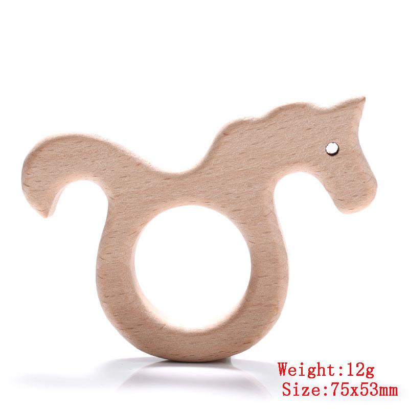 5Pcs/Lot Baby Pacifier Chain Chew Accessories Animal Shape Natural Beech Teething Wooden Teether Pendant Accessories