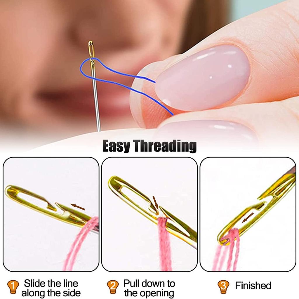 12/24/36Pcs Blind Needle Elderly Needle-side Hole Hand Household Sewing Stainless Steel Sewing Needless Threading Diy Jewelry