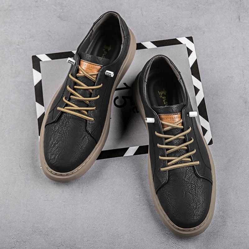 Italian Mens Shoes Genuine Leather Comfortable Casual Shoes Classic Lace Up Business Shoes New Office Dress Walking Men Sneakers
