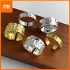 925 Sterling Silver Rings for Women Couple Minimalist Handmade Simple Wide Gold Ring Set Party Jewelry Gift Prevent Allergy