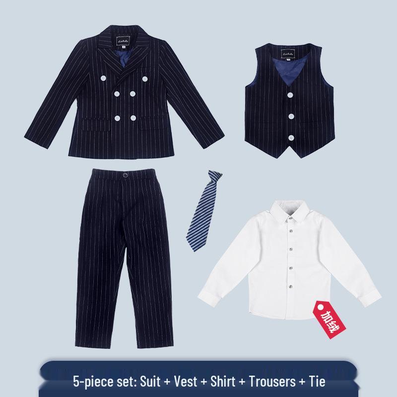 Plus Size Boys' Striped Formal Suit for Kids - Autumn & Winter Collection