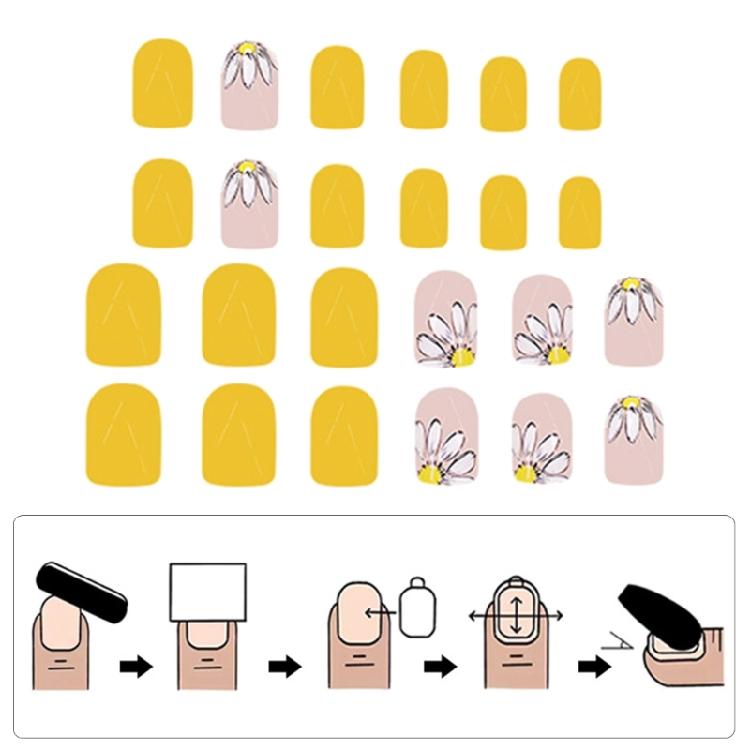 Kurzer quadratischer künstlicher Nagel Winter Press-on-Nagel Florale Designs Glänzend Vollabdeckung Aufkleb-Nagel für Damen 24 Stück
