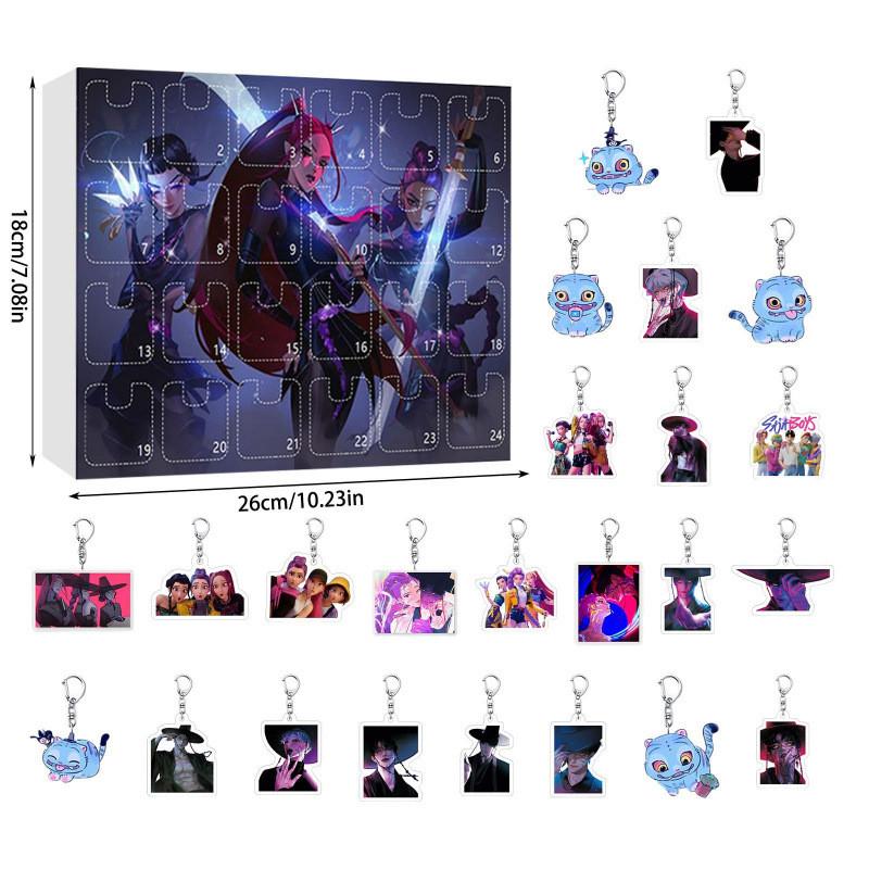 Demon Kpop Hunters Acrylic Advent Calendar Set Keychains Surprise Gift Kids