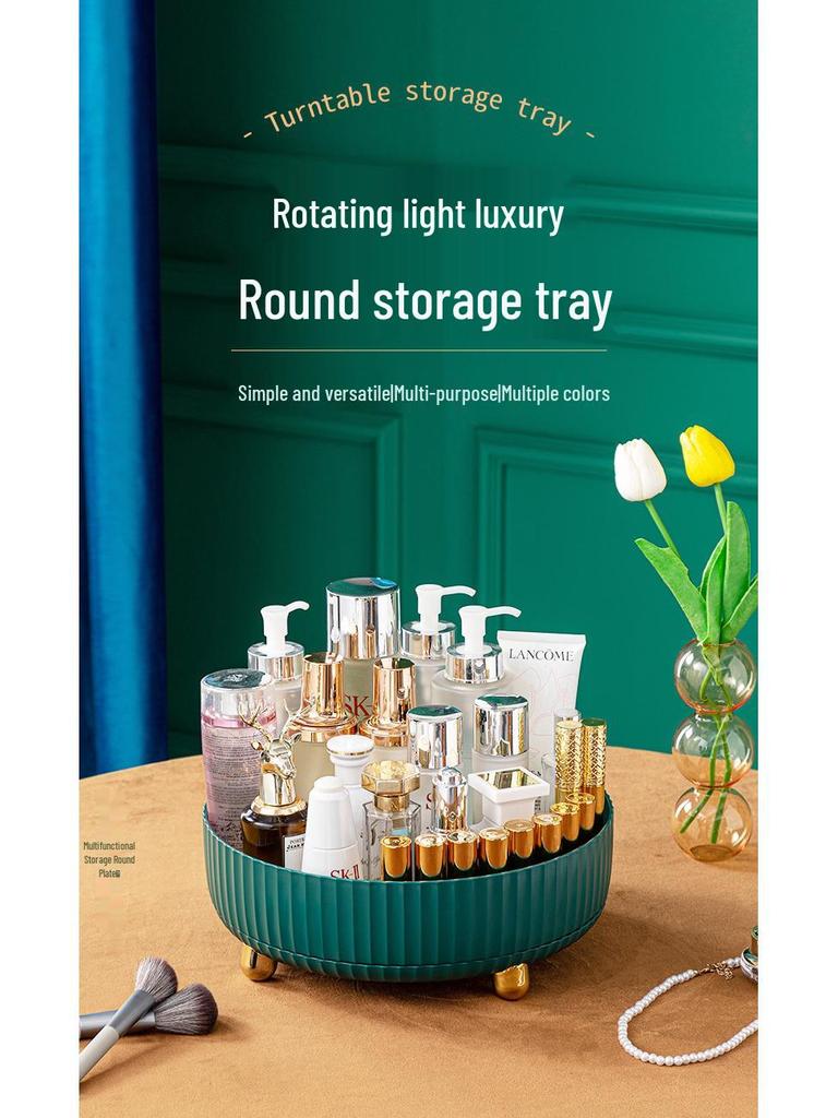 Organisateur de vanité rotatif: Support pour pinceaux de maquillage, Plateau de rangement pour rouges à lèvres et soins de la peau