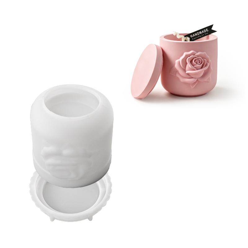 Magnolia Lily Design Flowerpot Molds Reusable DIY Resin Plaster Storage Box Molds for Nordic Home Decor