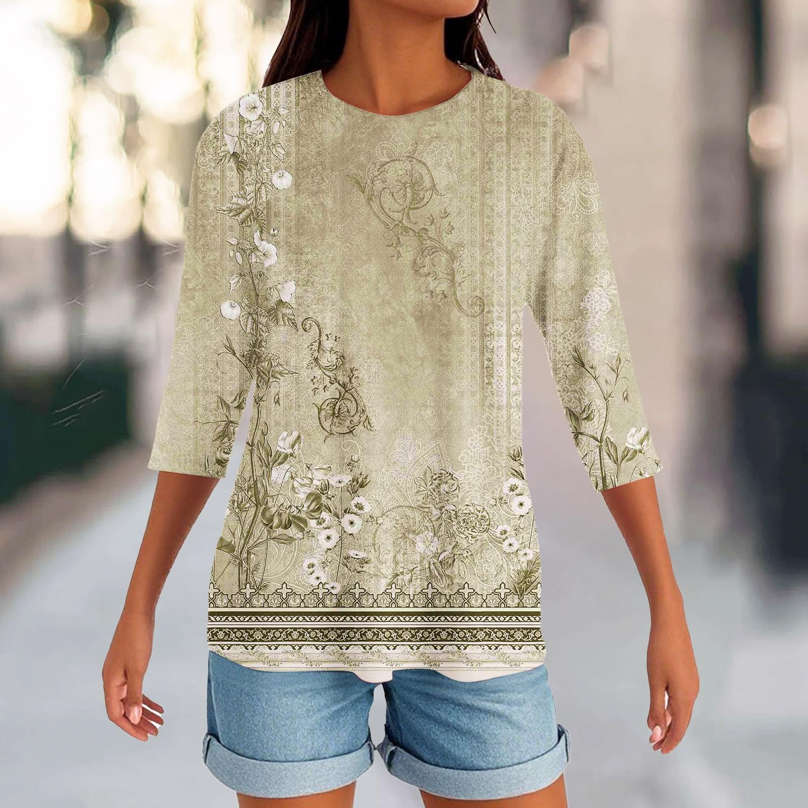 

Женский круглый вырез с разрезом по низу, модный повседневный однотонный топ с рукавом три четверти XXXL коричневый