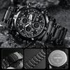TUOTISI Men's Casual Watch Japan Movement Alarm Calendar Day Stopwatch Luminous Light SS Band 30M Water-Resistant Round Face Blue Silver
