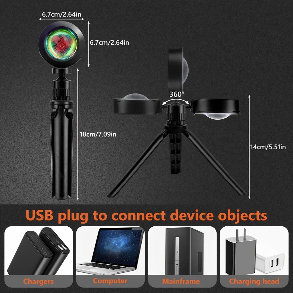 1 solnedgangsprojektorlampe med stativ, fjernkontroll 16 farger Variabel projeksjon LED-lys Gulvlampe, innendørs dekorasjon Nattlys Regnbuelys