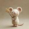 Handcrafted Felt Mouse Figurine Holding Star Mice Ornament Simulation Rat Statue Animal Sculpture Home Office Desktop Decoration