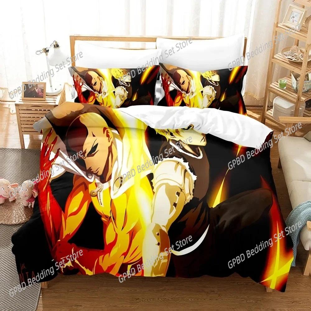 Anime One-Punch Man Saitama Beding Set 3D Printed Suitable for Bedrom Soft Duvet Cover Set With Pilowcases Children Kids Home Textile