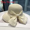 Paper Straw Wide Brim Sun Hat With Bow For Summer Beach Vacation Women