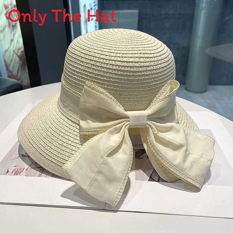 

Paper Straw Wide Brim Sun Hat With Bow For Summer Beach Vacation Women