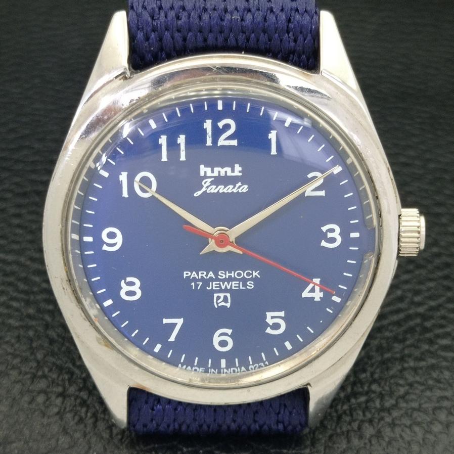 AUTHENTIC HMT JANATA HAND-WINDING MENS BLUE DIAL WATCH a600040-5 N101-a600040