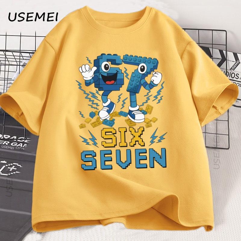 Summer Funny Six Seven T-shirt Cotton Short-sleeve Tshirt Gen Harajuku Streetwear Men Women Tees