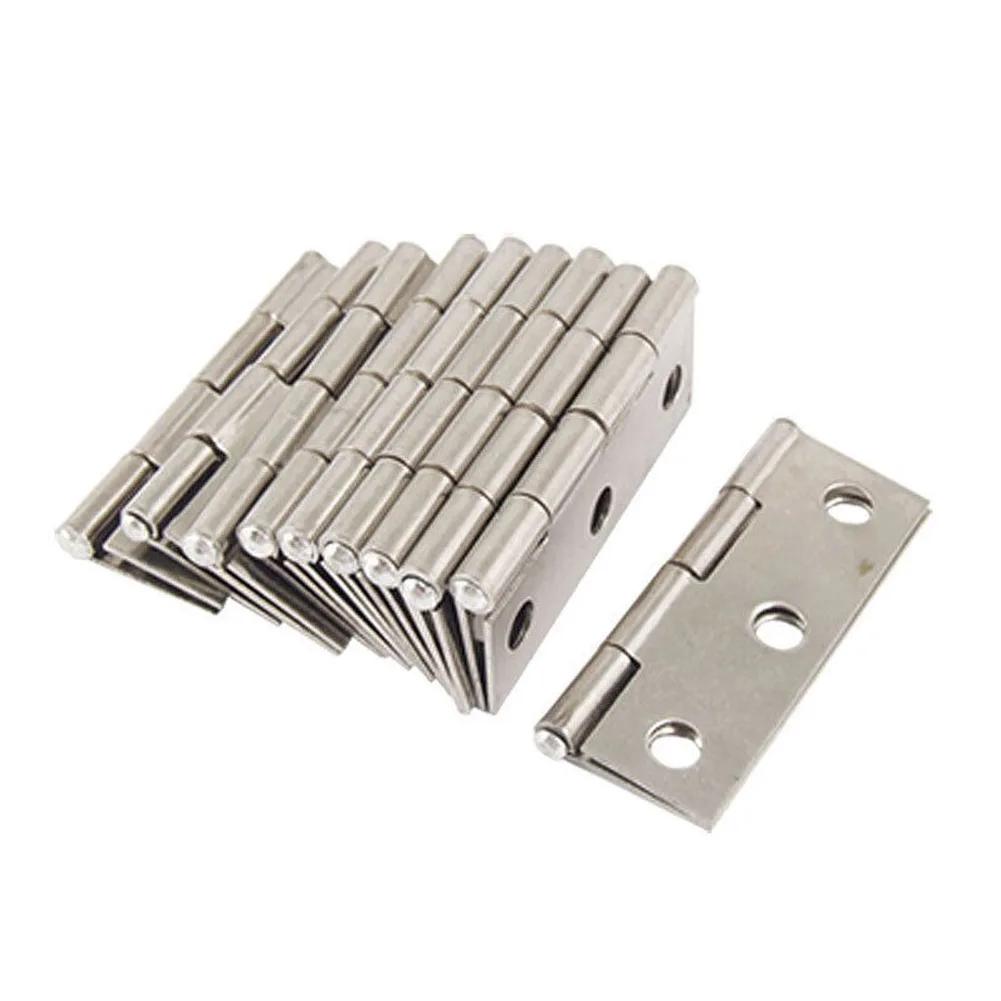 10pcs  Door-Hinge Stainless Steel Flat Hinges Door Connector Drawer 6 Mounting Holes For Various Wooden Doors Entrance Doors