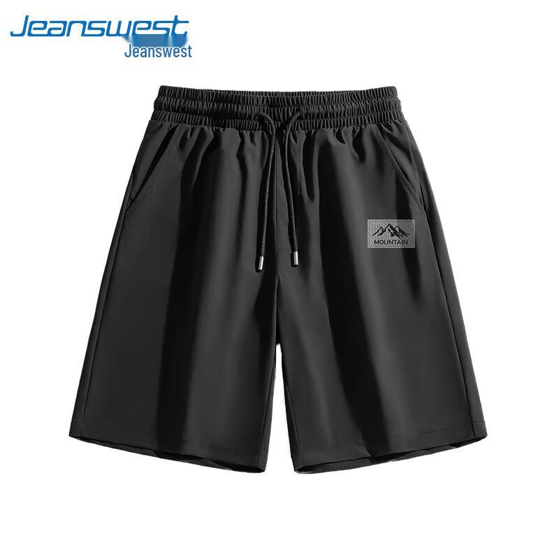Jeanswest Men's Black Ice Silk Loose Fit Sports Shorts