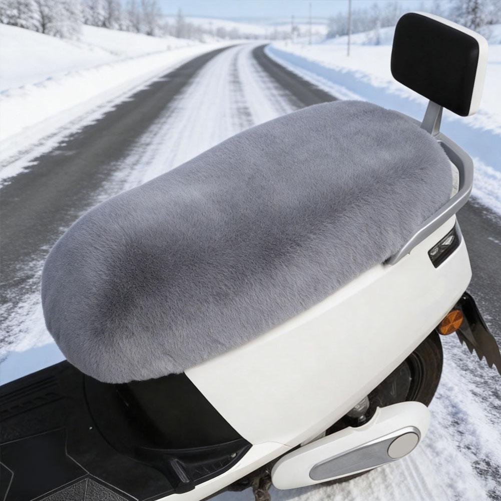 1Pc Winter Warm Electric Bicycle Seat Cushion Cover Plush Soft Bicycle Bike Seat Pad Protector Cover Cycling Cushion Accessories