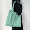 Korean Retro Plaid Canvas Shoulder Bag for Female Students - Versatile Large Capacity Shopping Bag