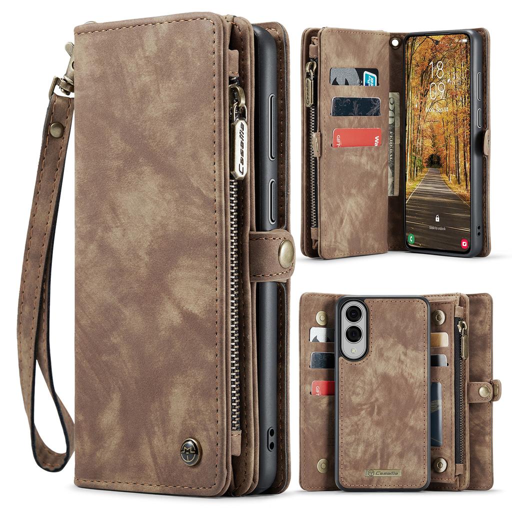 For Samsung Galaxy S25 Edge Phone Cases CASEME Leather Cover with Detachable Wallet and Strap