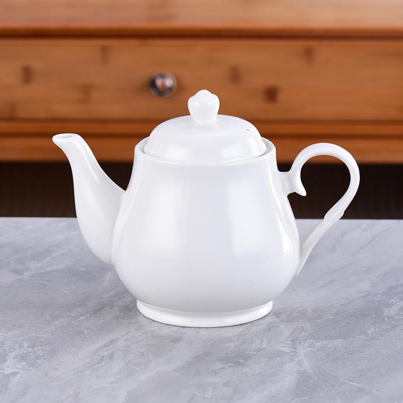 Ceramic Teapot with Built-in Filter, Available In Large & Small Sizes, Heat-Resistant, Pure White for Restaurants & Hotels.