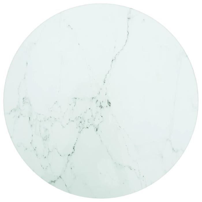 VidaXL Table Top White Ø30x0.8cm Tempered Glass with Marble Design