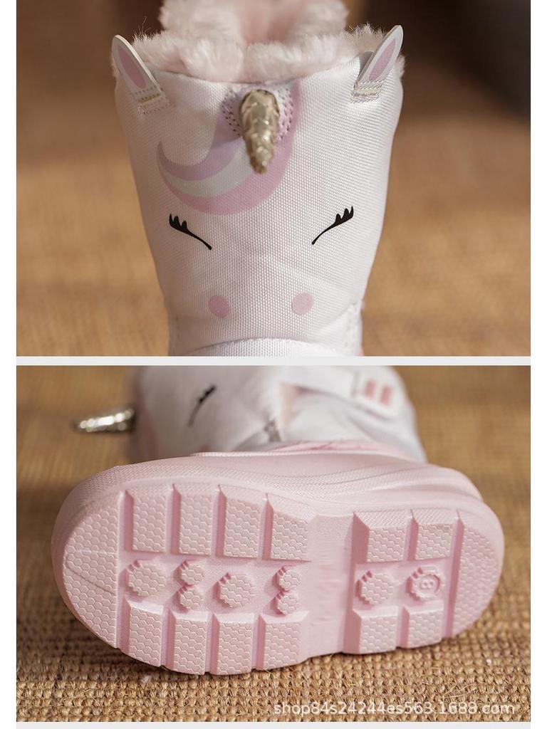 Cartoon Waterproof Snow Boots with Velvet Lining for Kids - Warm, Non-Slip, Unisex
