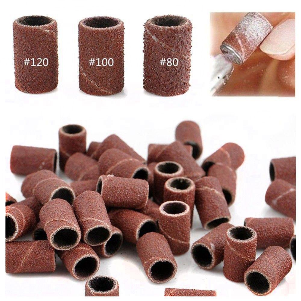 100pcs Nail Art Sanding Bands For Electric Nail Drill Machine Manicure Pedicure Grinder Milling Cutters 80"120"180" Sand Ring