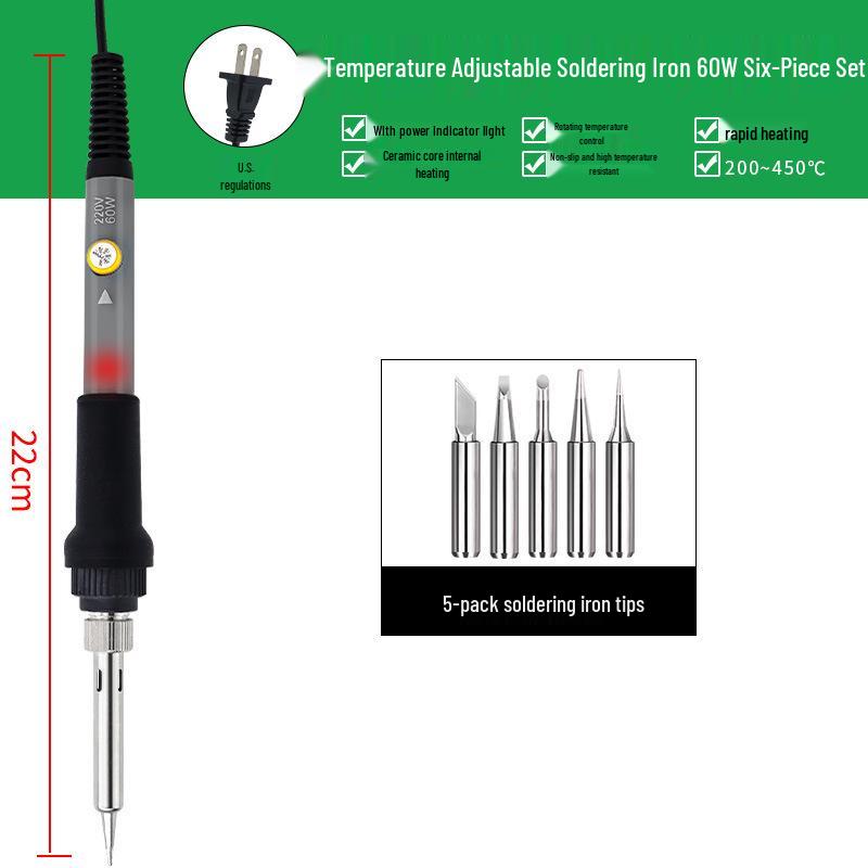 Adjustable 60W Electric Soldering Iron Kit with Constant Temperature, 110V/220V, EU/UK/US Standard Welding Tools