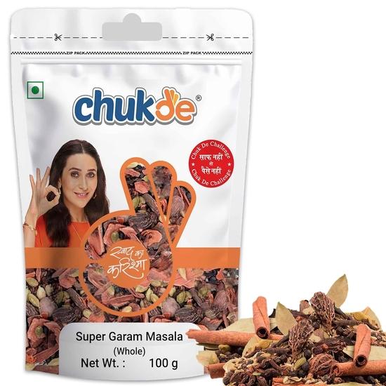 Chukde - Super Garam Masala - Whole Blended Spices - Blend of Whole Spices for Authentic Flavor - 100 Gram - Pack of 2