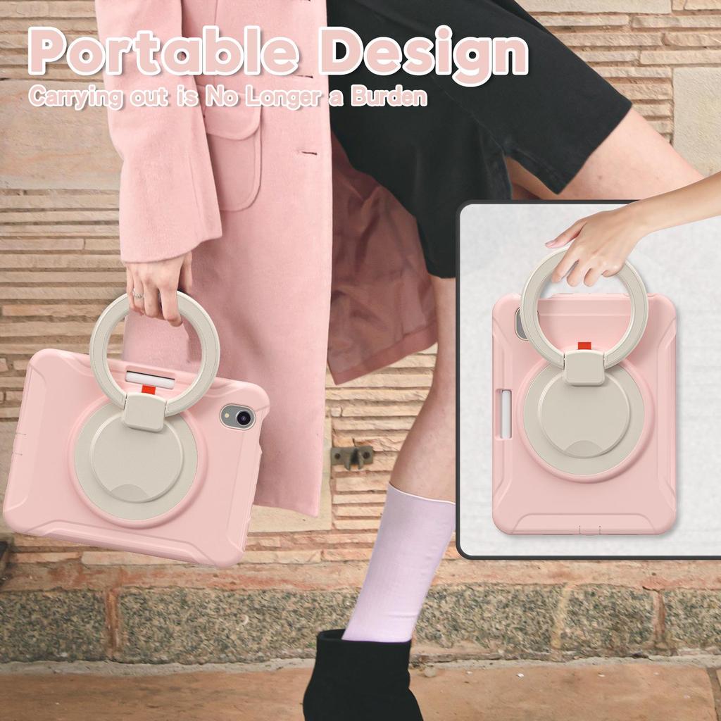 iPad Mini 6 Protective Case with Rotating Stand & Large Handle