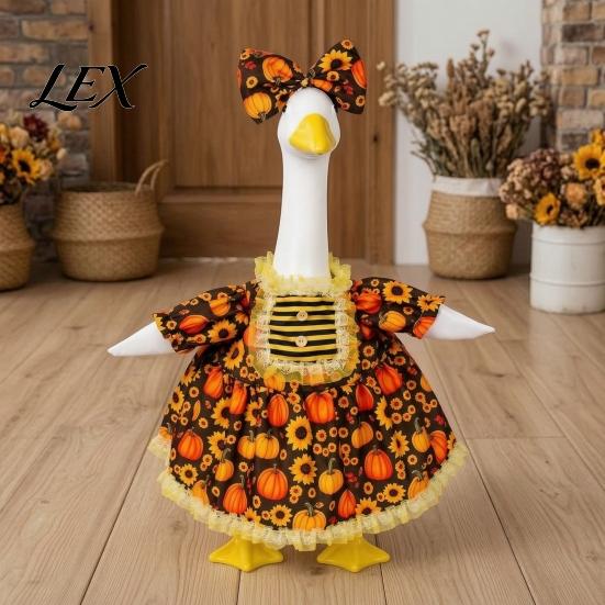 Festive Goose Clothes for Harvest Celebrations Thanksgiving Porch Outfits 23" Statue, Fall Maple Leaf Reusable Outfit 23 Inch Statues Pumpkin Clothes,