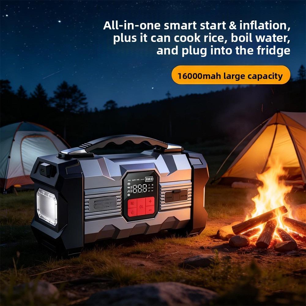 Emergency Power Supply 12V High-Capacity Car Charger with Multi-Function Air Pump Integrated Portable Jump Starter
