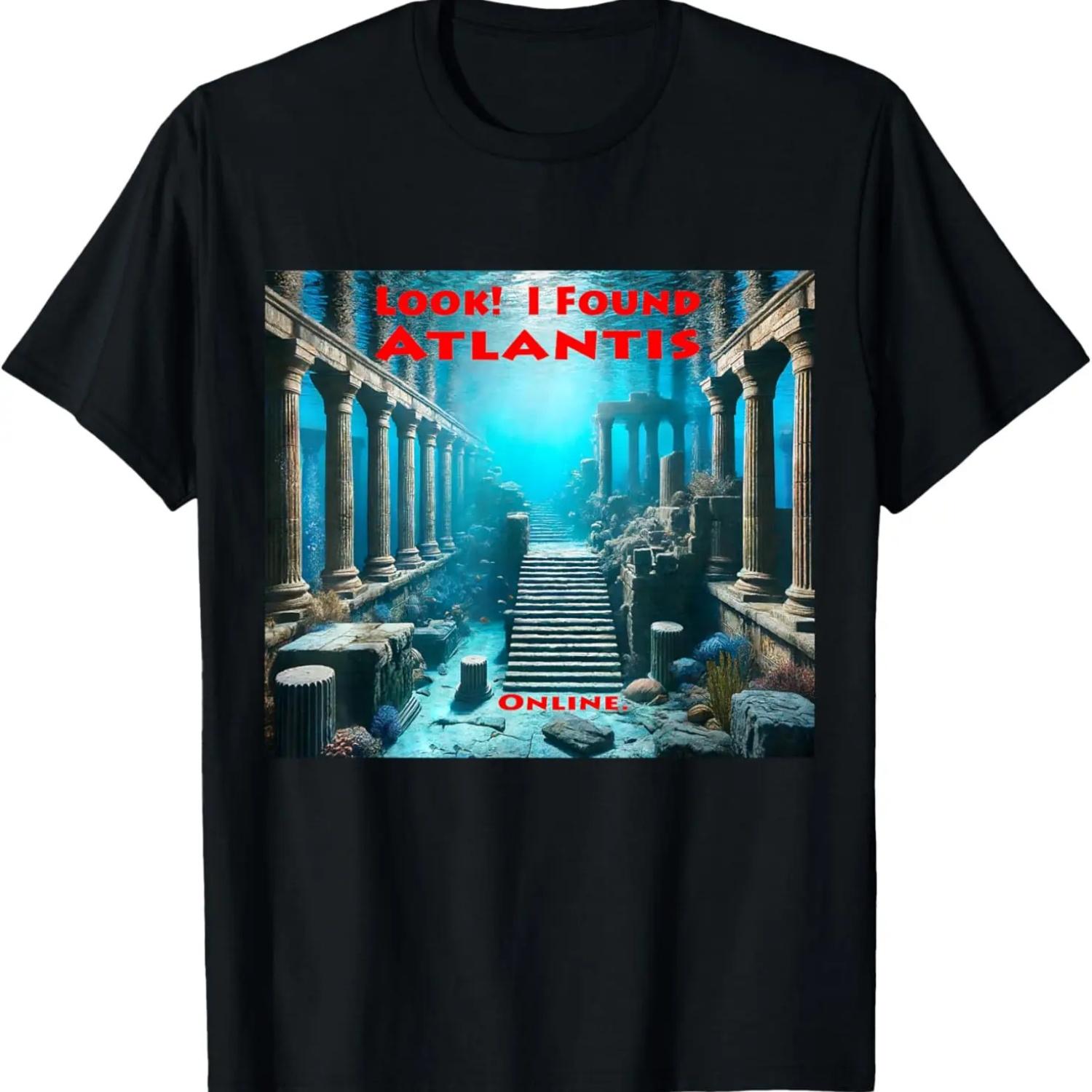

Look! I Found Atlantis Online - All Ages Funny Graphic T-Shirt S чёрный