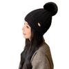 Korean Version of Autumn and Winter New Hat for Women's Pearl Diamond Mark Knitted Wool Hat for Winter Warm Wool Ball Ear Protection Hat Thick