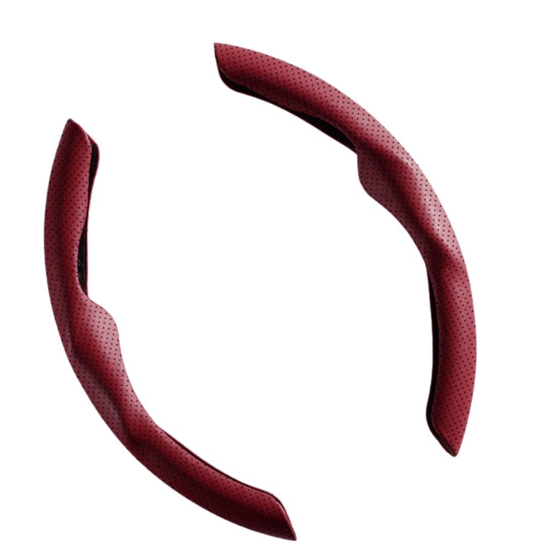 

RekiLife Универсальная крышка на руль автомобиля для Kei и стандартных, с перфорированным кожаным покрытием, противоскользящая, для автомобилей, (Красное вино)