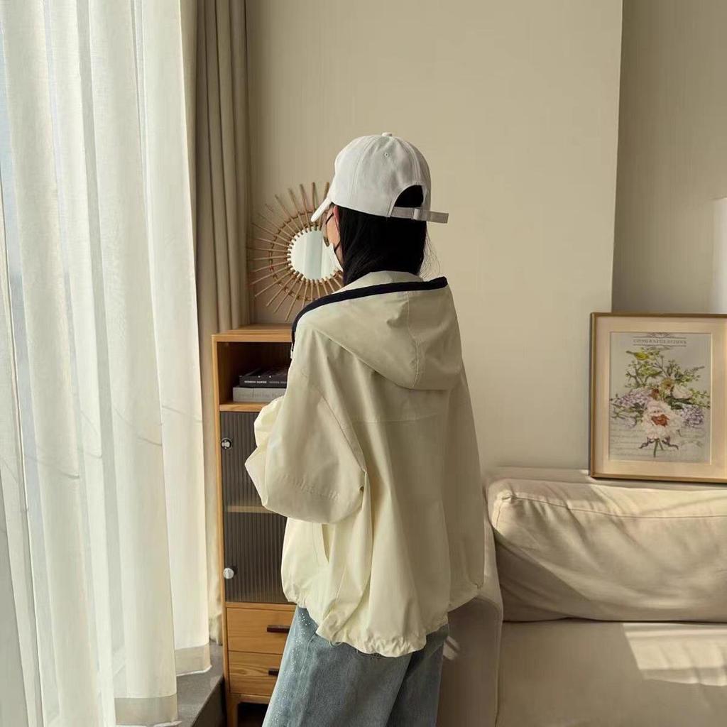 Korean Style Color Block Double Zipper Windbreaker: 2025 Spring/Autumn Versatile Casual Jacket