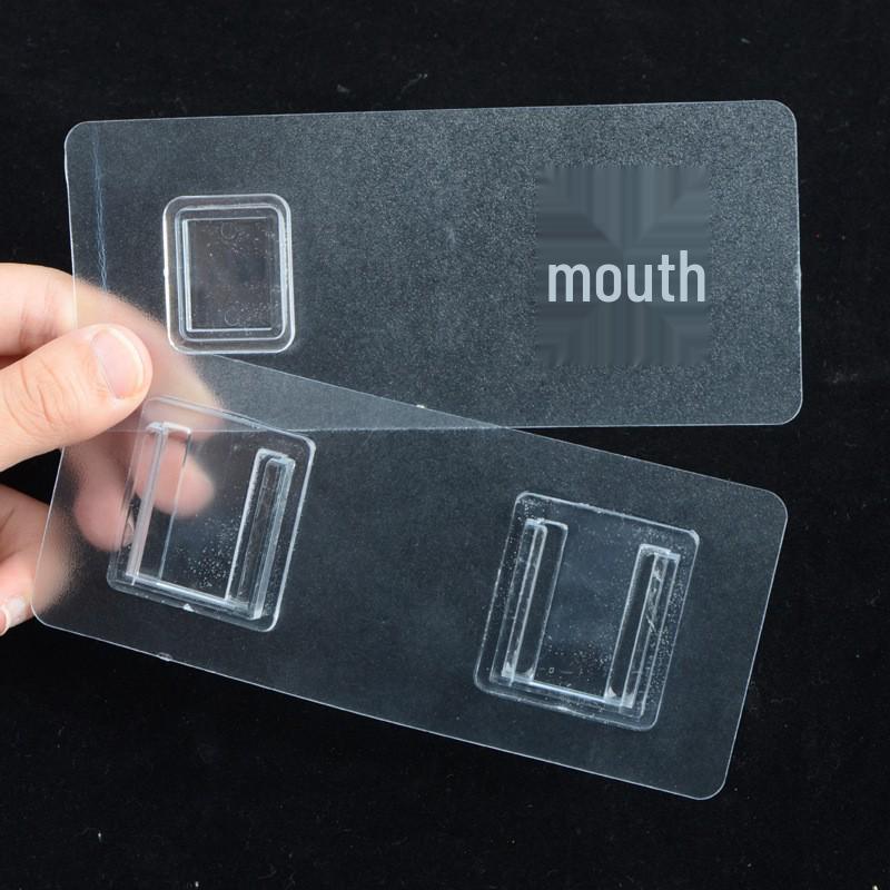 Multi-layer Adhesive Wall-Mount Storage Rack with Transparent Hooks for Bathroom