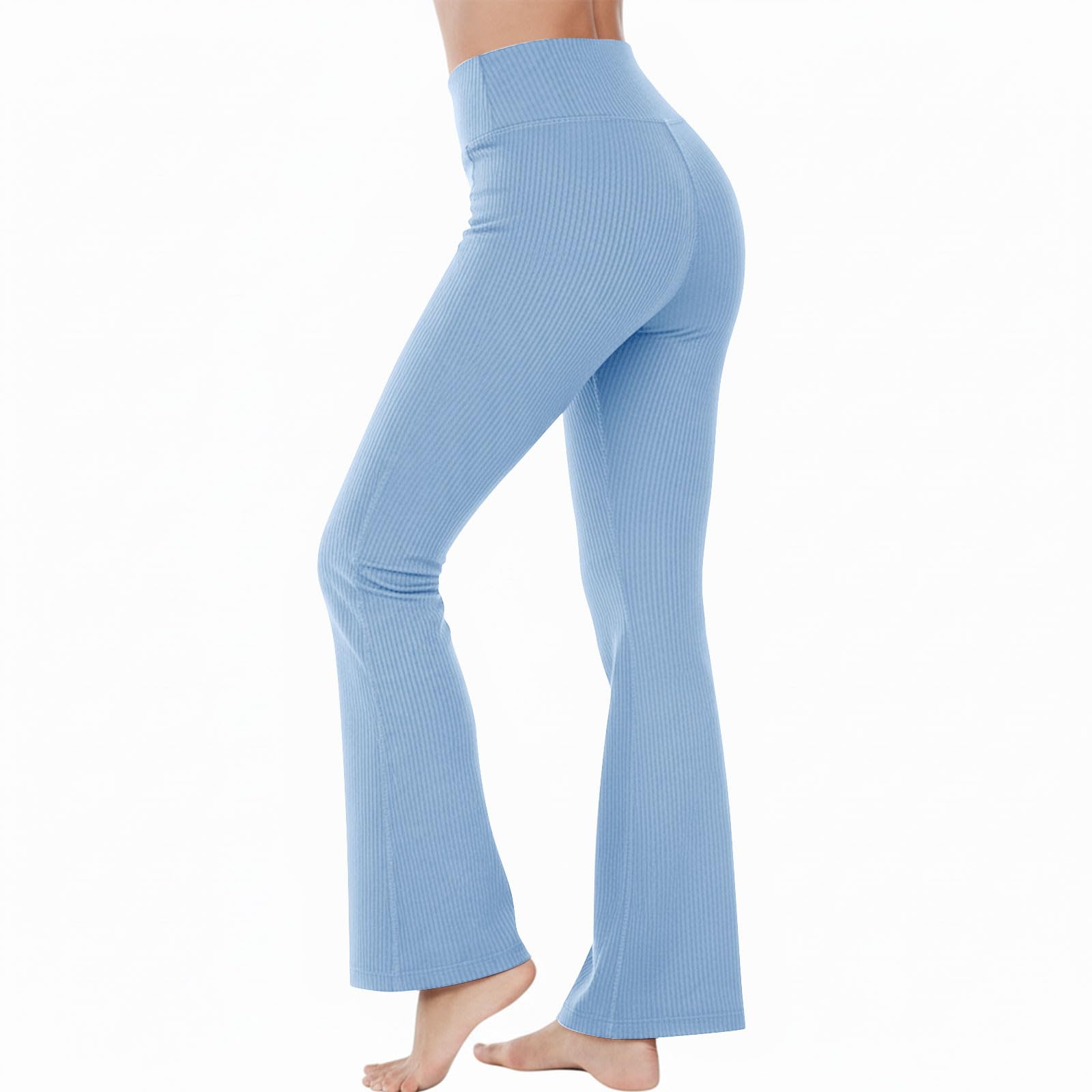 

Women Elastic High Waist Pant Casual Fit Wide Leg Long Pants Trousers With Pockets XL синий