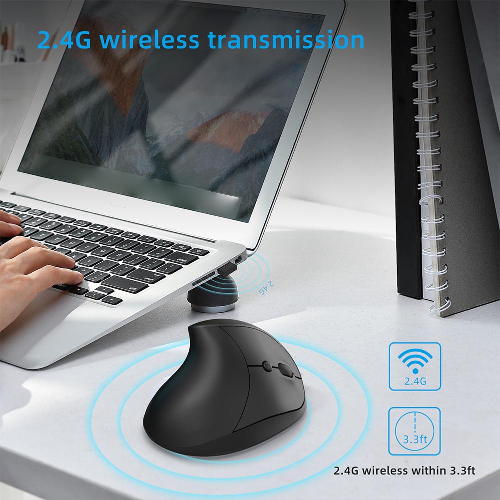 Wireless Vertical Mouse, Ergonomic Mouse, Rechargeable 2.4GHz Optical Vertical Mice, 3 Adjustable 2400DPI Levels 6 Buttons For Laptop