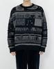 A MADE Pattern Mix Oversized Knit Sweater (Black Gray)